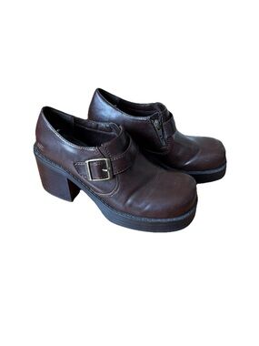 Y2K Chunky Vintage Skechers Platform Heels Oxford Women Sz 7 Buckle Zipper